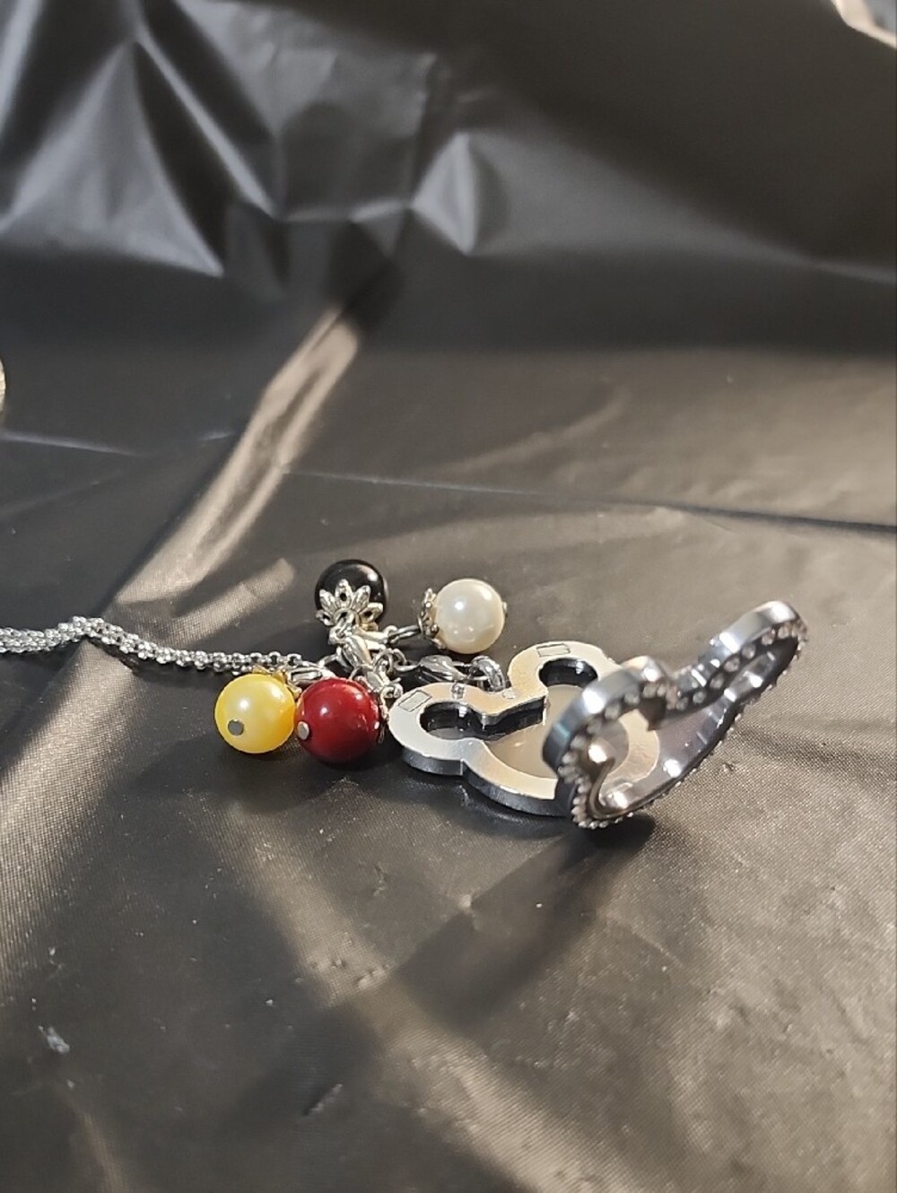 Mickey Mouse Crystal Outline Locket Necklace with Colorful Beads - Picture 2 of 4